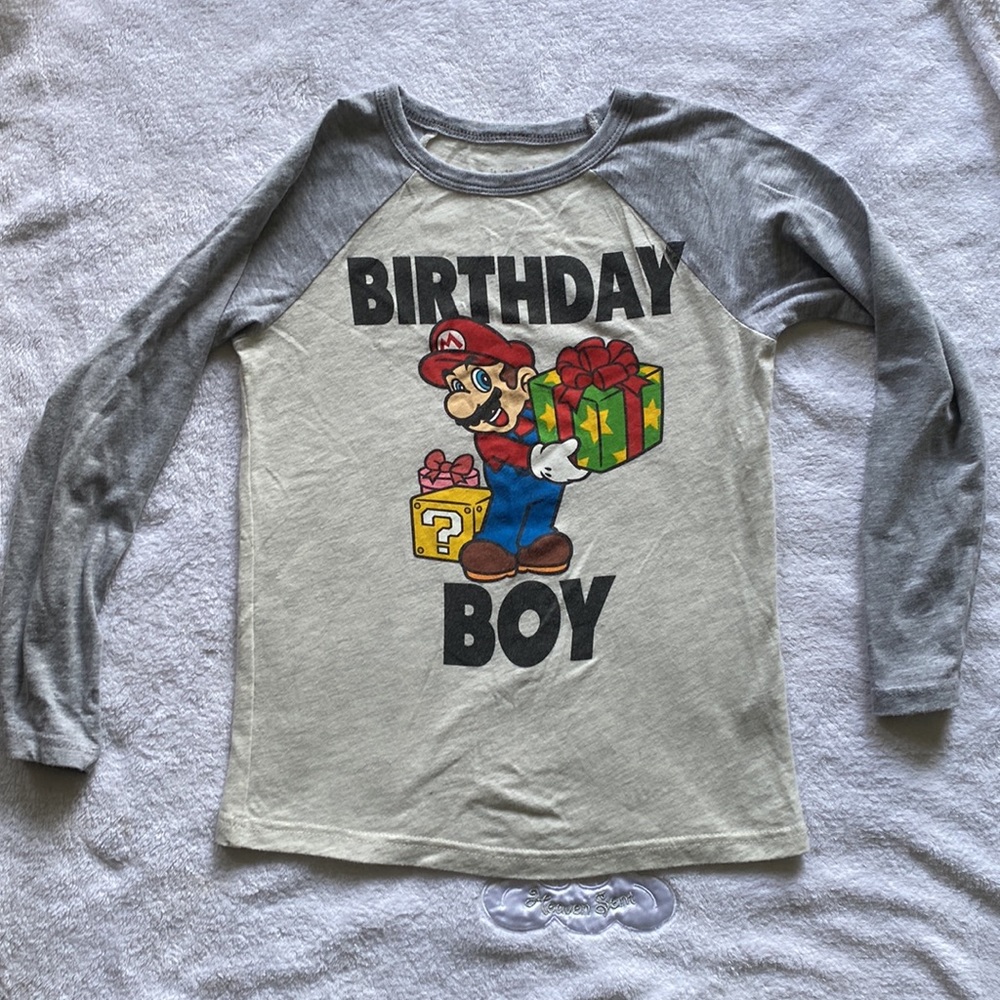 🌟5/$15 Boys:Super Mario Birthday L/S shirt Size 7